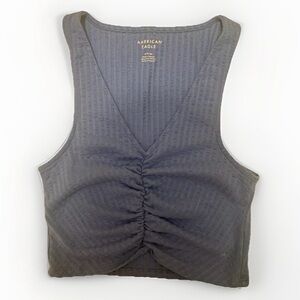 American Eagle Outfitters Deep Blue Ruched Crop Top